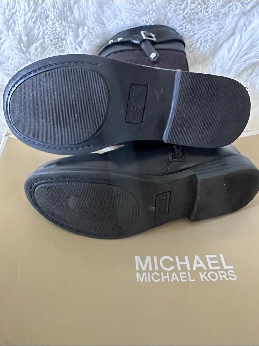 Used Little Girls Michael Kors Black Logo-Panel Boots sz2